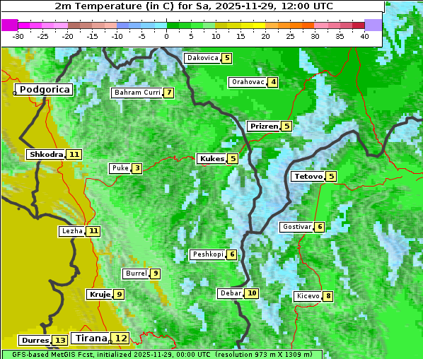 Temperatur, 29. 11. 2025