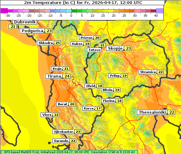 Temperatur, 17. 4. 2026