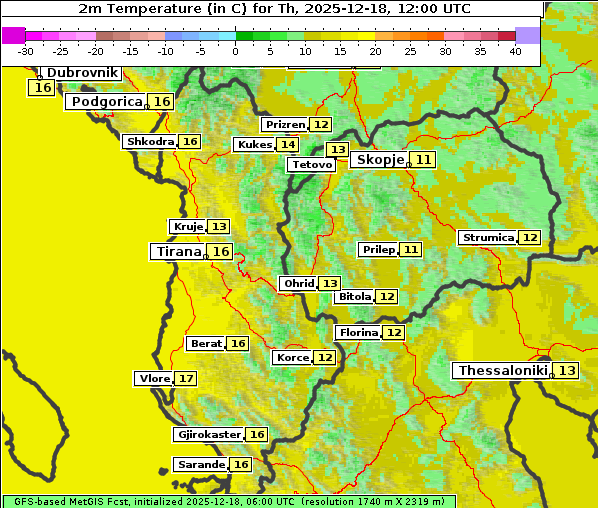 Temperatur, 18. 12. 2025