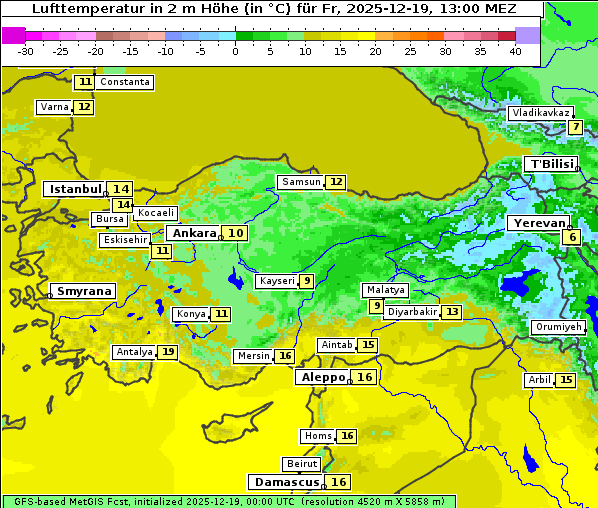 Temperatur, 19. 12. 2025
