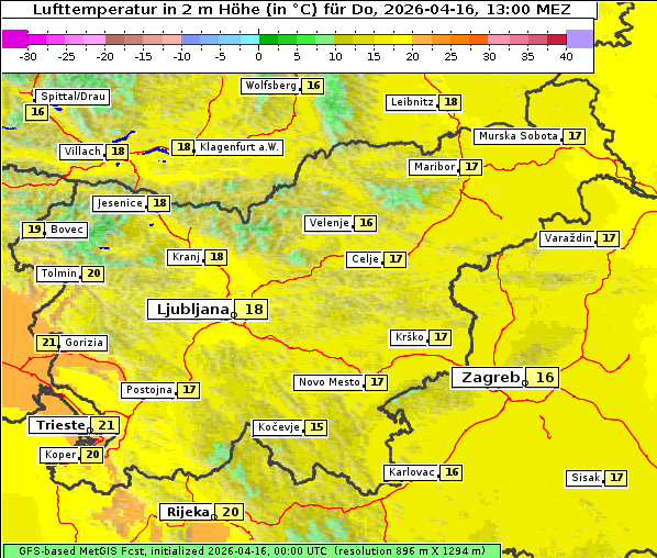 Temperatur, 16. 4. 2026