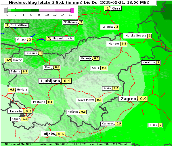 Niederschlag, 21. 8. 2025