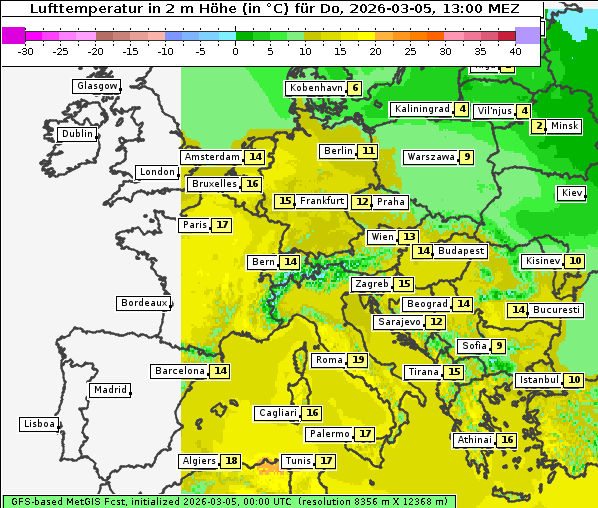 Temperatur, 5. 3. 2026