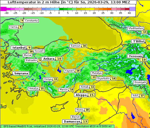Temperatur, 29. 3. 2026