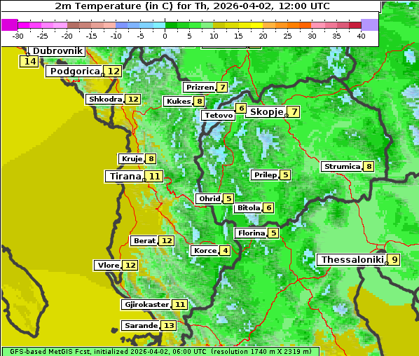 Temperatur, 2. 4. 2026