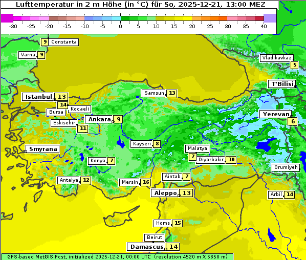 Temperatur, 21. 12. 2025