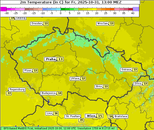 Temperatur, 31. 10. 2025