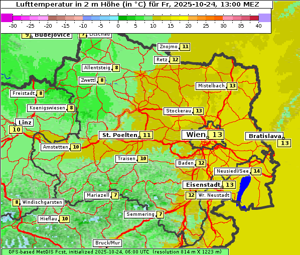 Temperatur, 24. 10. 2025