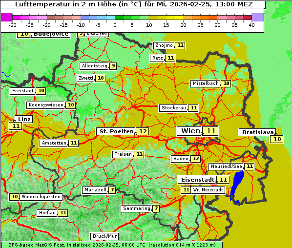 Temperatur, 25. 2. 2026