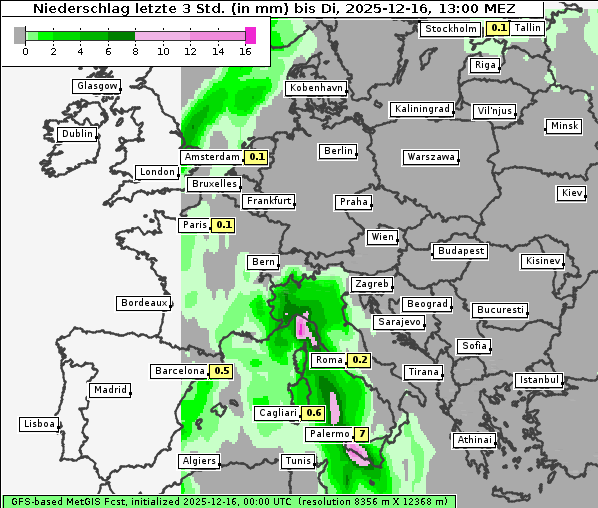 Niederschlag, 16. 12. 2025