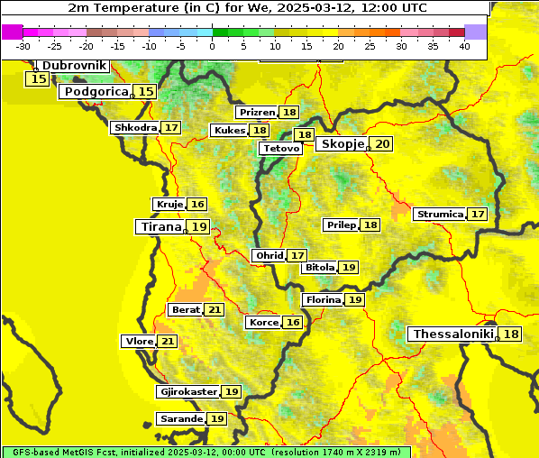 Temperatur, 12. 3. 2025