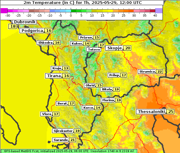 Temperatur, 29. 5. 2025