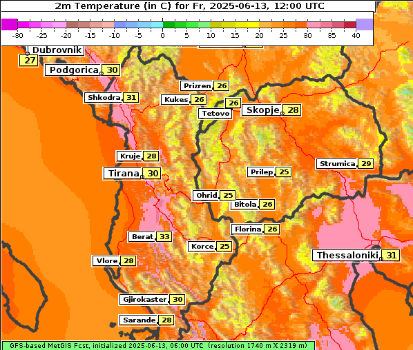 Temperatur, 13. 6. 2025
