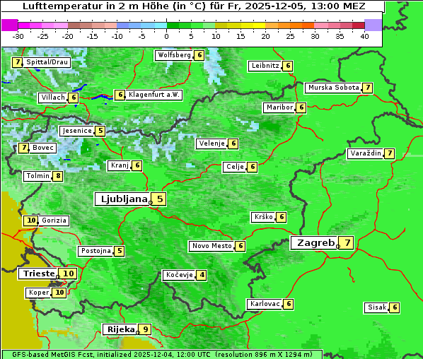 Temperatur, 5. 12. 2025