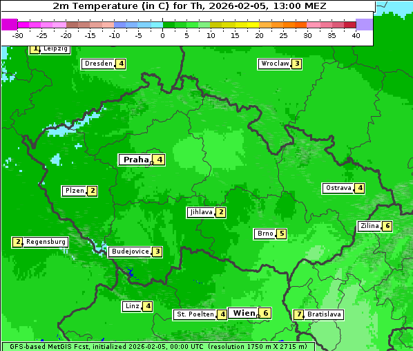 Temperatur, 5. 2. 2026