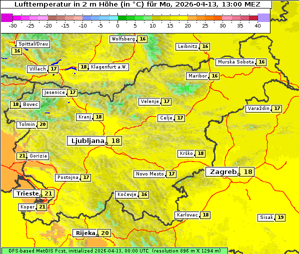 Temperatur, 13. 4. 2026