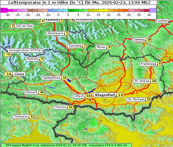 Temperatur, 23. 2. 2026