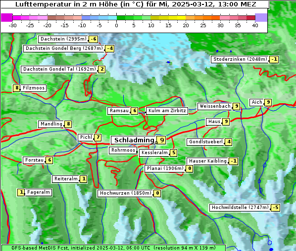 Temperatur, 12. 3. 2025