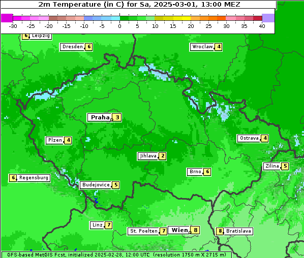 Temperatur, 1. 3. 2025