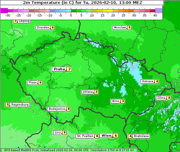 Temperatur, 10. 2. 2026