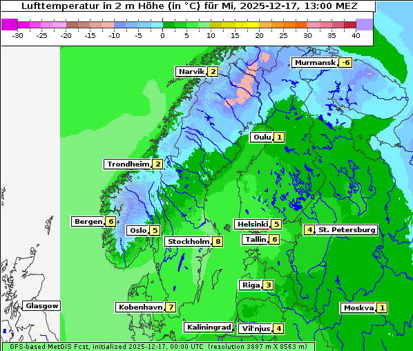 Temperatur, 17. 12. 2025