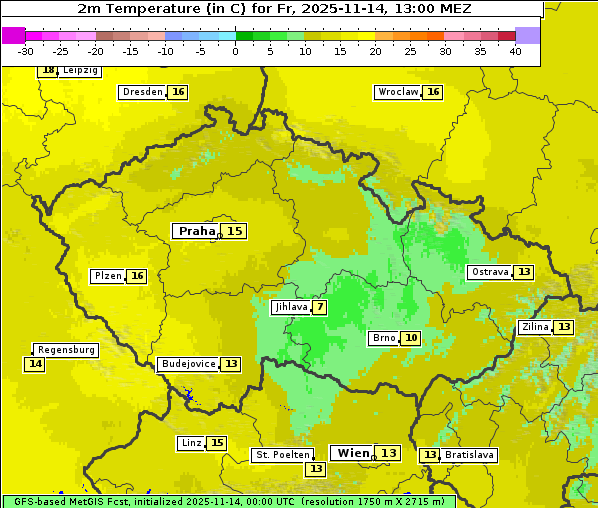 Temperatur, 14. 11. 2025