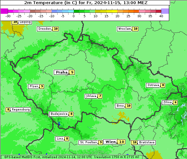 Temperatur, 15. 11. 2024