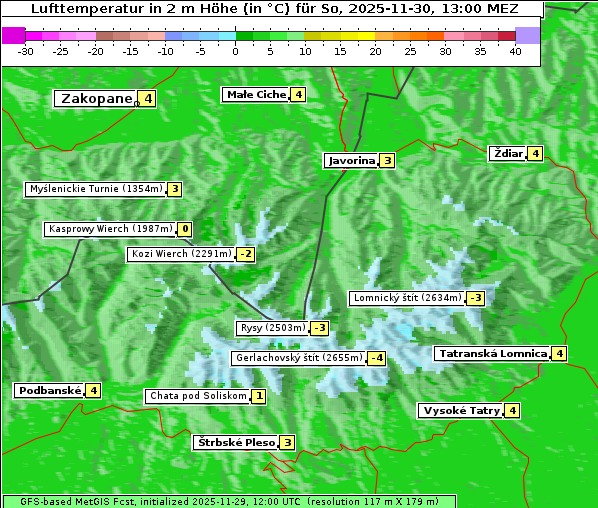 Temperatur, 30. 11. 2025