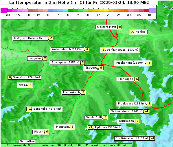 Temperatur, 24. 1. 2025