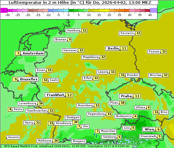 Temperatur, 2. 4. 2026