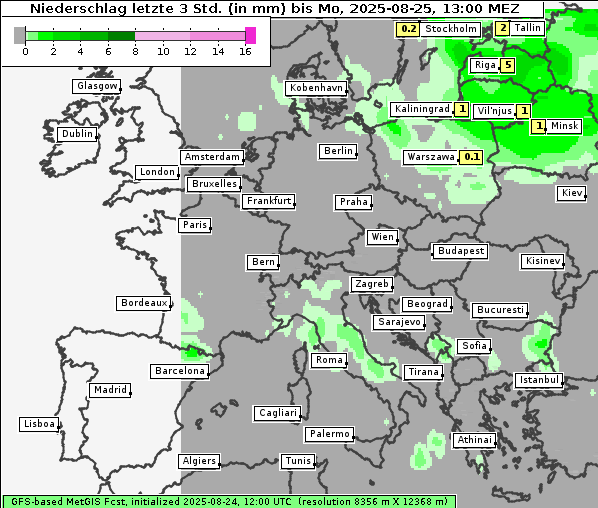 Niederschlag, 25. 8. 2025
