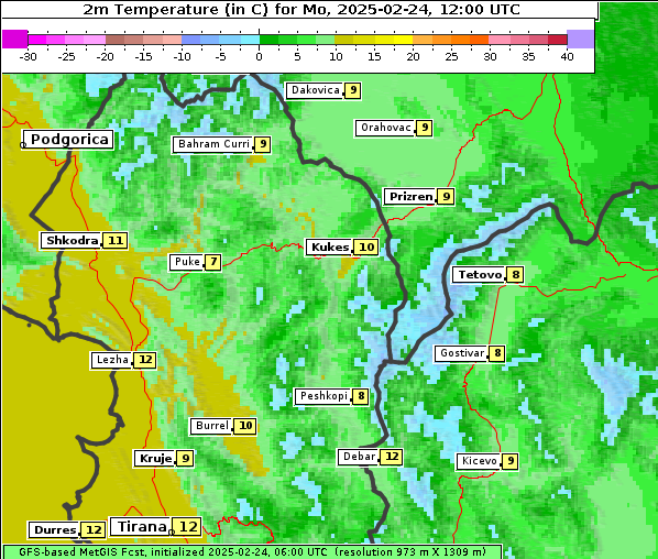 Temperatur, 24. 2. 2025