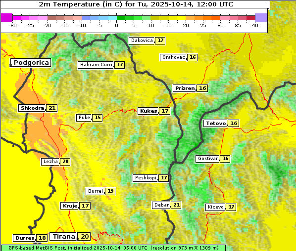Temperatur, 14. 10. 2025
