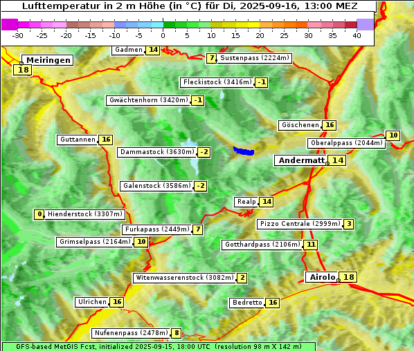 Temperatur, 16. 9. 2025
