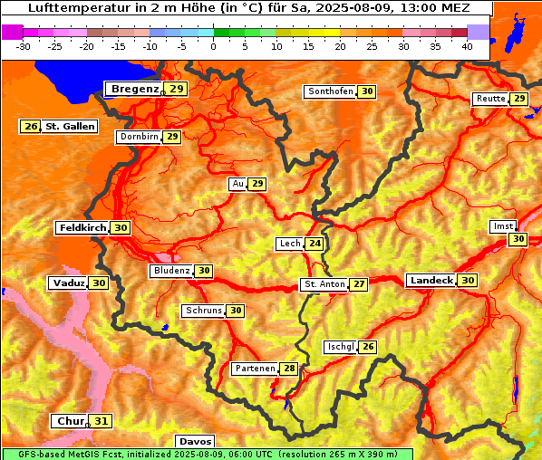 Temperatur, 9. 8. 2025