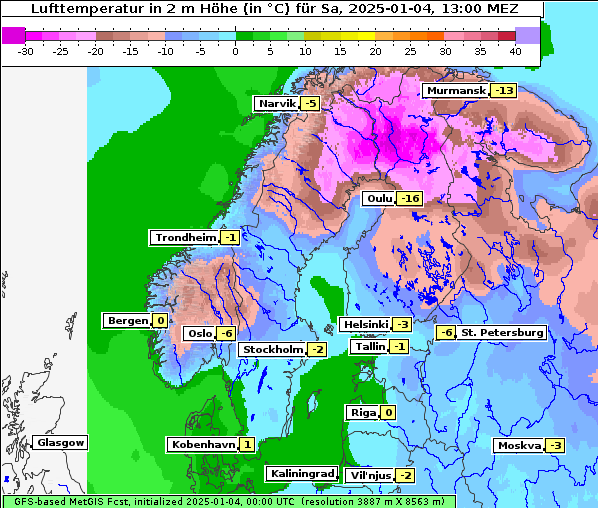 Temperatur, 4. 1. 2025