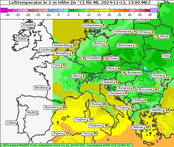 Temperatur, 13. 11. 2024