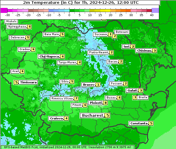 Temperatur, 26. 12. 2024