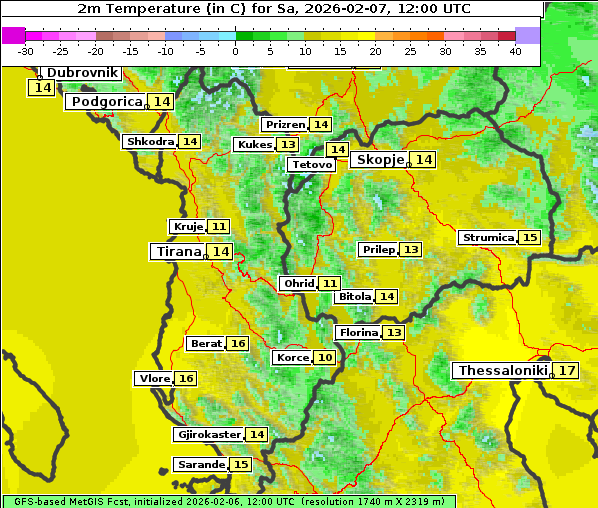 Temperatur, 7. 2. 2026