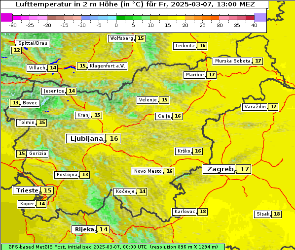 Temperatur, 7. 3. 2025