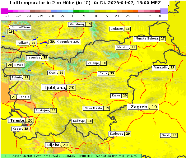 Temperatur, 7. 4. 2026