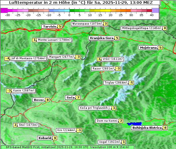 Temperatur, 29. 11. 2025