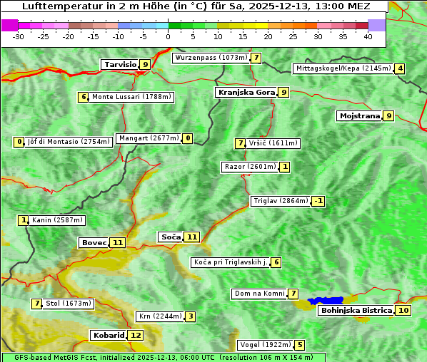 Temperatur, 13. 12. 2025