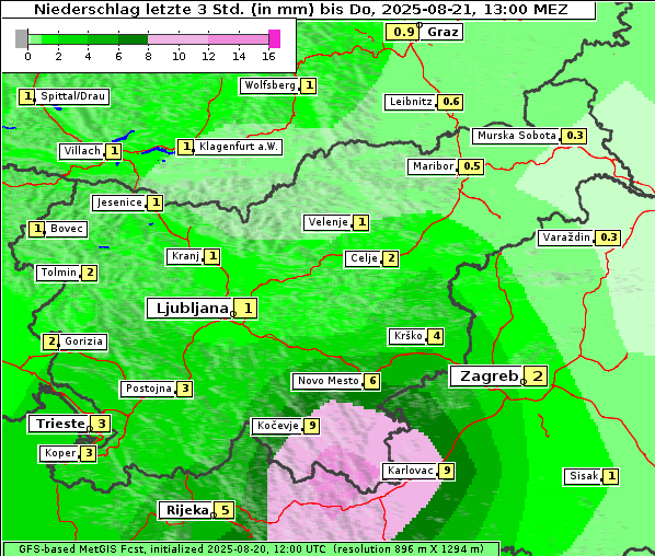 Niederschlag, 21. 8. 2025