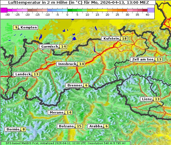 Temperatur, 13. 4. 2026