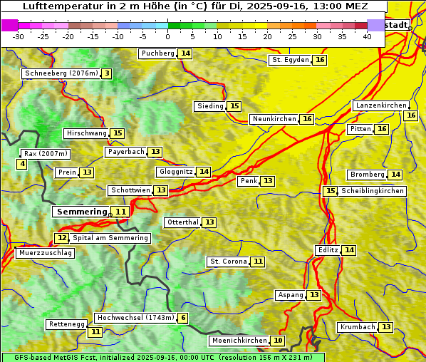 Temperatur, 16. 9. 2025