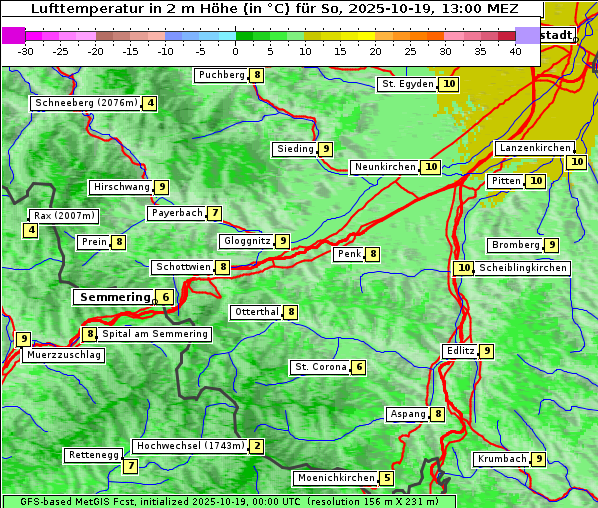 Temperatur, 19. 10. 2025