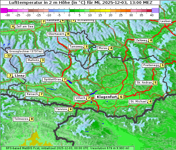 Temperatur, 3. 12. 2025