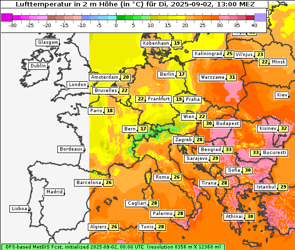 Temperatur, 2. 9. 2025
