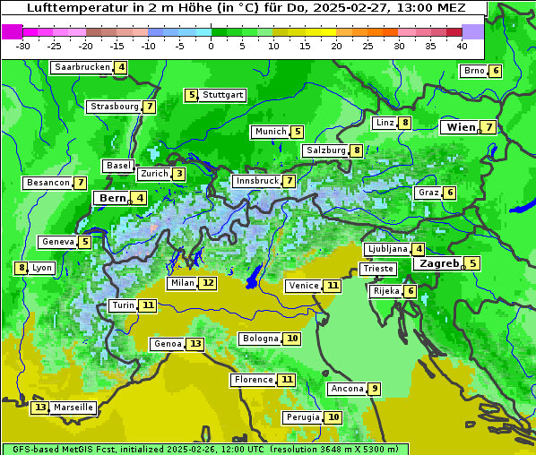 Temperatur, 27. 2. 2025